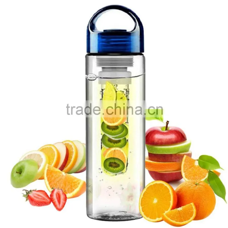 fruit infuser water bottle,plastic sport drinking bottle water bottle,plastic fruit juice bottles with blue cap