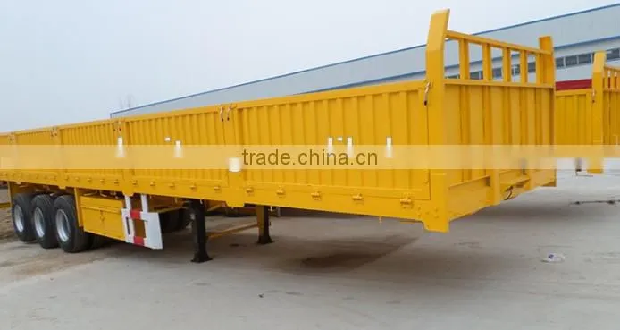 3 Axle Platform Open Sidewall Semi Trailer with Rear Door for sale
