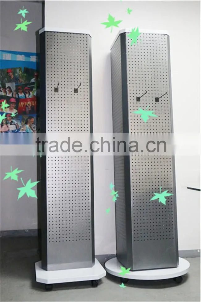 Floor Standing Removable Rotating Metal Pegboard Display Stand