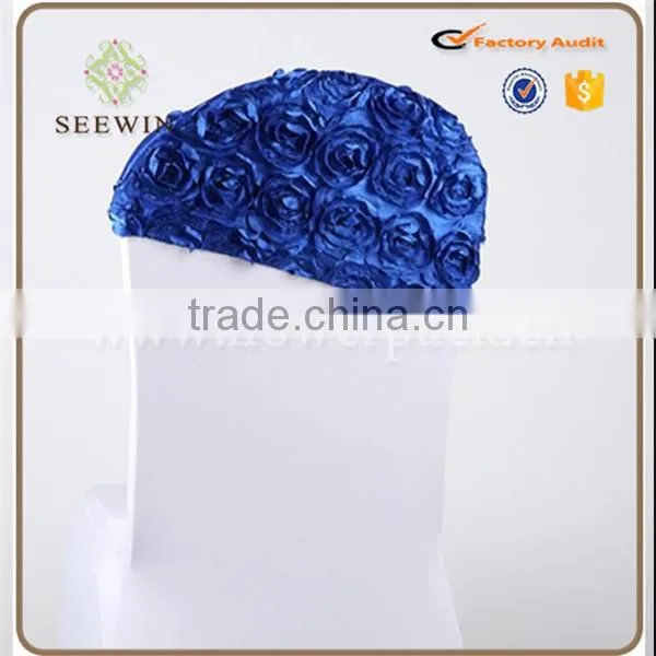 Cheap wedding banquet rosette chair head cover ruffle chair sash
