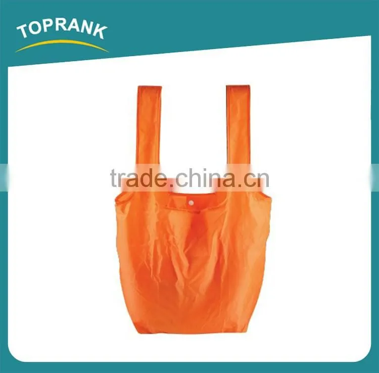 Toprank Reusable Polyester Folding Shopping Bag Supermarket Expandable Fruit Shopping Bag Foldable Tote Bag With Plastic Buckle