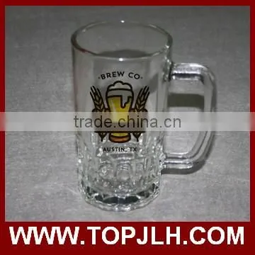 High quality custom logo printed glass beer mug for sublimation