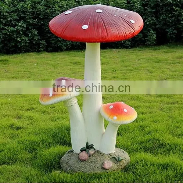 Artificial ladybug fairy mushroom statue for garden decor