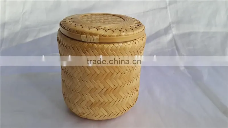 China Style New Bamboo weave Casket with lid M