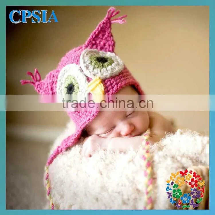 Shocking pink lovely baby crochet hat with flowers New style In stock