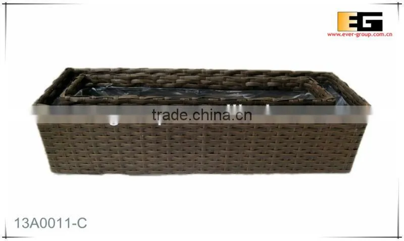 Rect. shape PE rattan with liner plastic pot