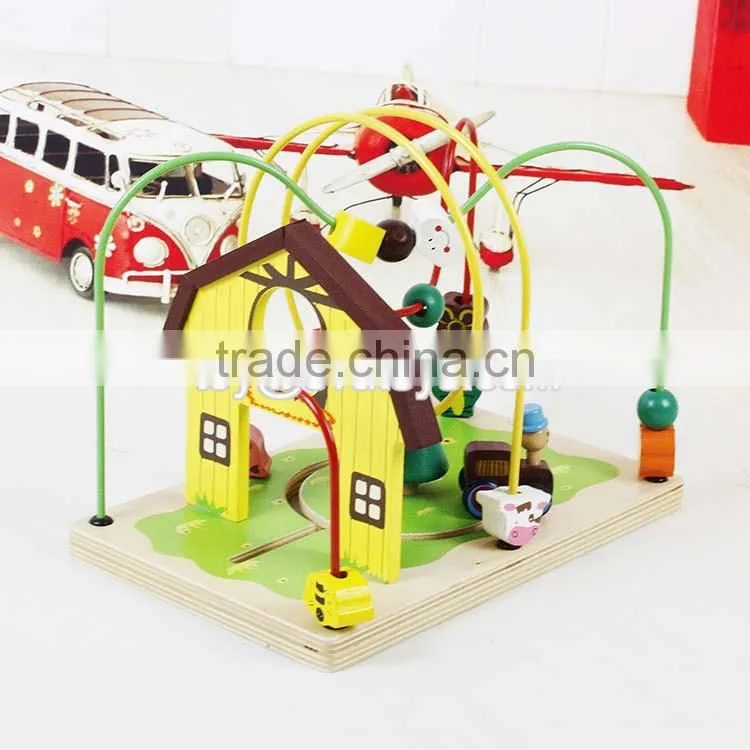 new design bead maze wooden kids roller coaster toy for education W11B141-S