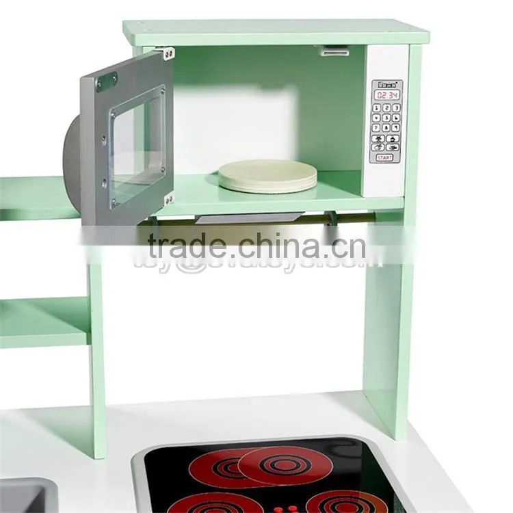 New design luxurious white wooden boys play kitchen for kids W10C279