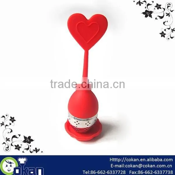 Hot Sale heart Shape Tea Infuser/Tea Strainer,stainless steel + silicone,CK-TI0079