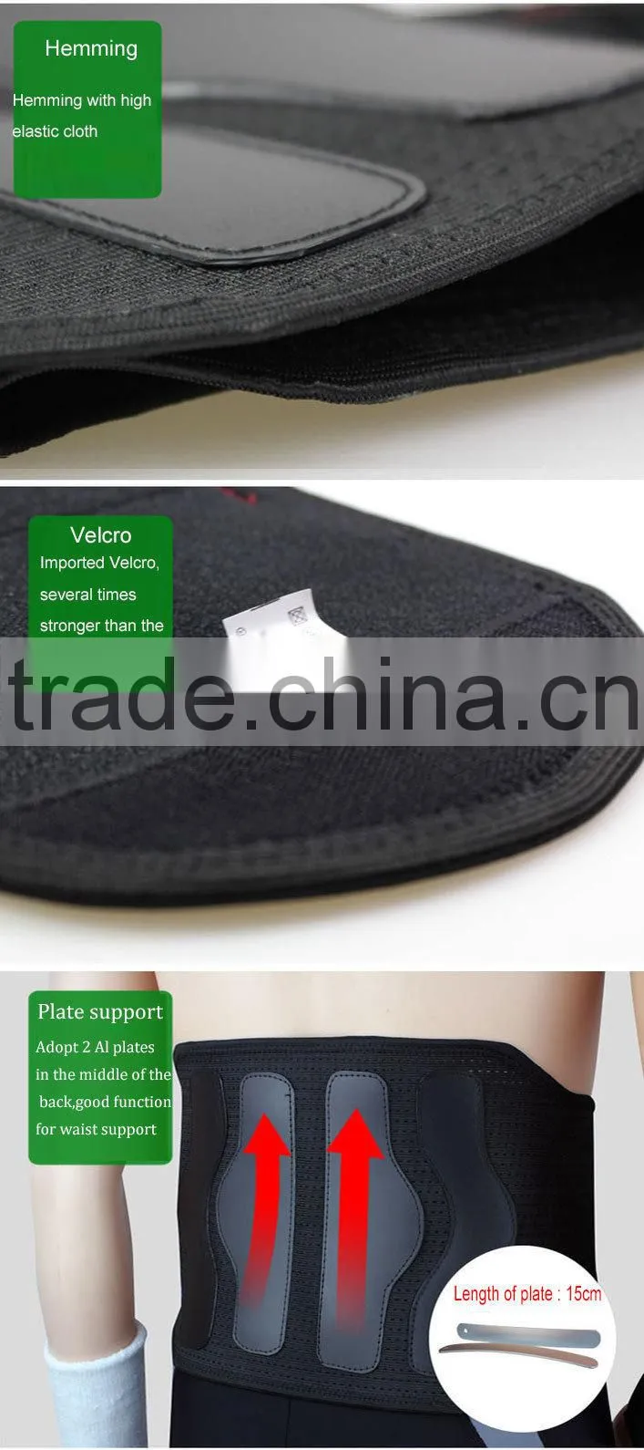 Black Breathable Lumbar Protector for Back Pain