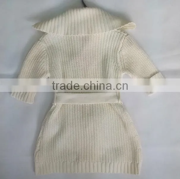 In-stock salior collar short sleeve belt knitted girls cardigan sweater