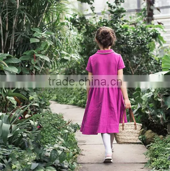High Quality Washed Girl's Linen Dress Kids Linen Summer Dress