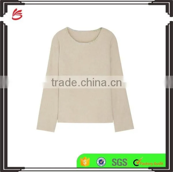 Crew Neck Oversized Sweater Designs for Women with Embroidery Detail on the Neck
