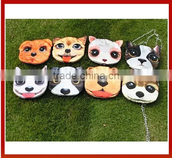 Wholesale 3D Animal Cat Face Chain Shoulder Bag/3D Cat Face Printing Knapsacks/ 3D Animals Handbags For Women