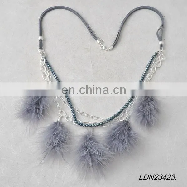 Real Feather Necklace Boho Style Leather Neckalce Gift for Women