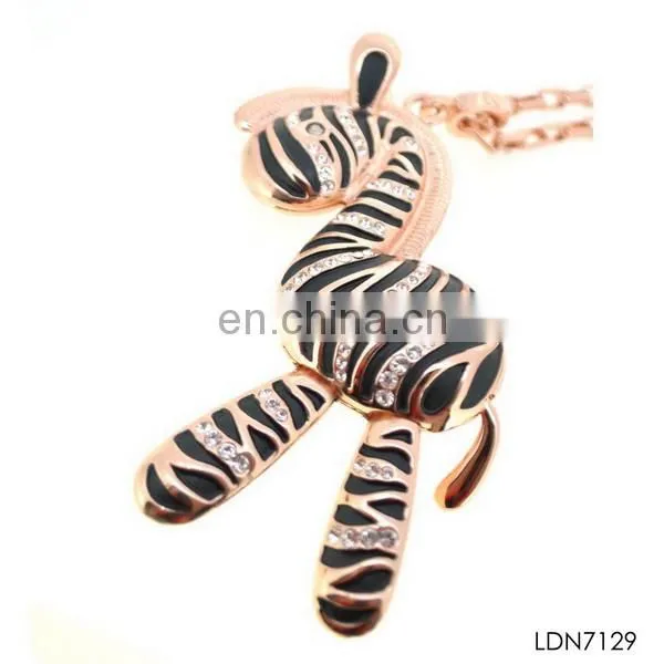 2014 newest fashion cute animal lucky zebra horse pendant necklace