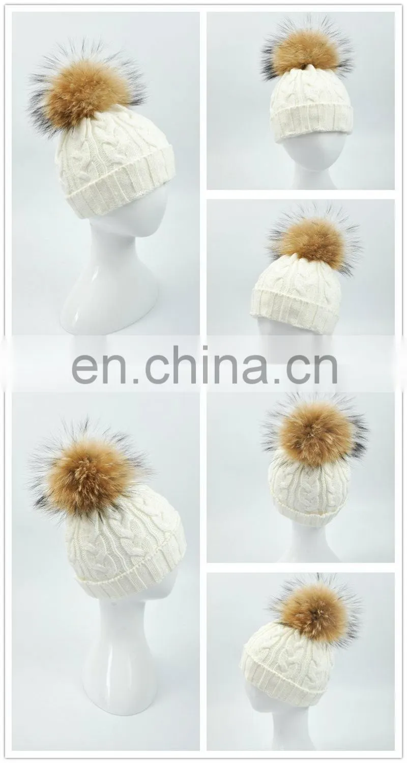 2016 Fashion Design Hot Sale Winter Hat with Cute Fur Pom Kids Beanie