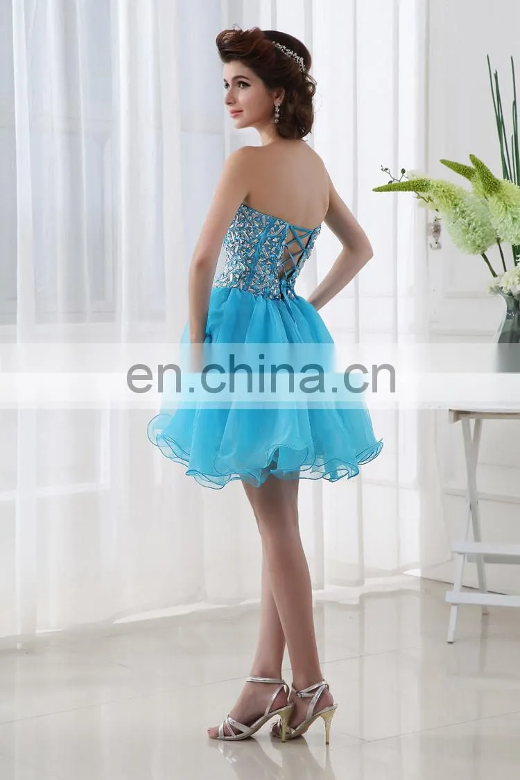 Wholesale Sweetheart Sleeveless Crystal Tulle Short Cocktail Dress SD015