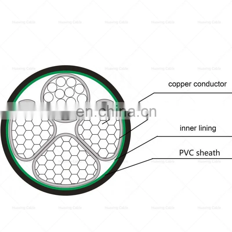 4 Core Armoured Electrical Cable Low Voltage 0.6 /1KV 4Cx120mm Double Steel Tape
