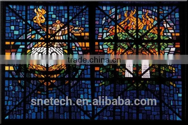 tempered facted glass church pattern interior or exterior decoration