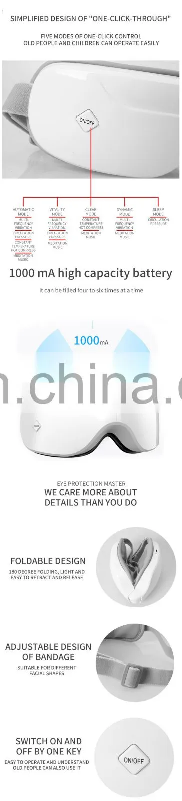 Acupuncture Wireless Sonic Eye Mask Massager Heated Device Vibration Eye Care Massage
