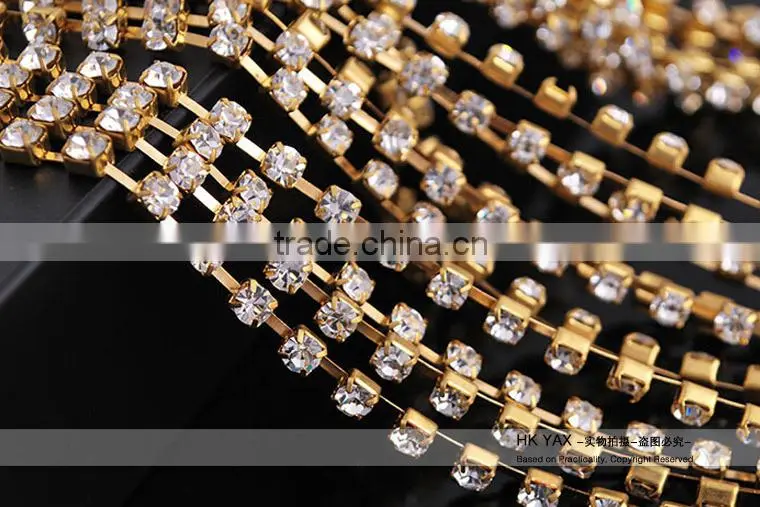 Y1224 china manufacture rhinestone glass crystal cup chain wholesale