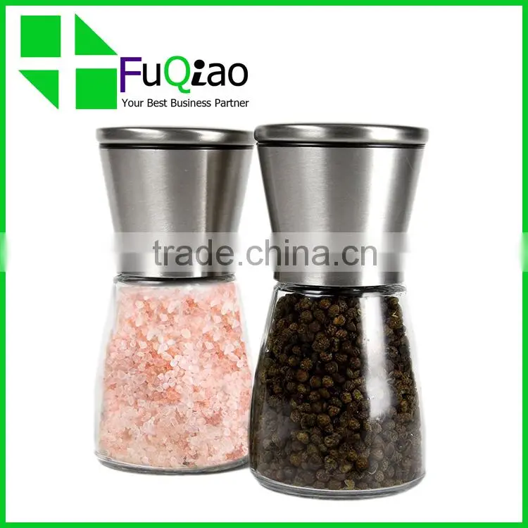 Trade Assurance stainless steel mini black salt and pepper grinder set