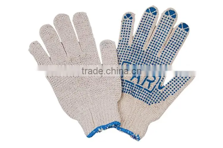 Custom Blue PVC Dotted Cotton Gloves LG071