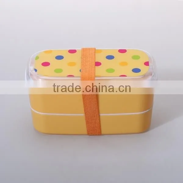 2-layer rectangle microwave plastic lunch box with chopsticks