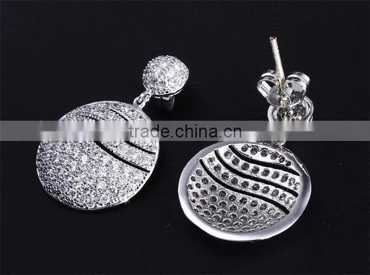 Cubic Zirconia Deluxe Classic Look Round Pendant Women Set Jewelry Wholesale