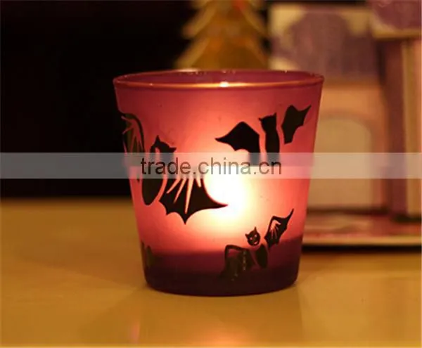 tabletop crackle glass votive candle holder bat image candlestick holders