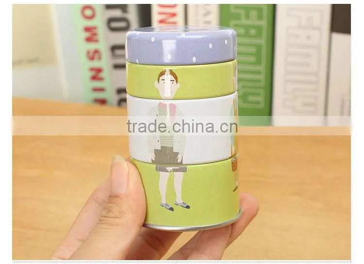 round twist multilayer storage tin box