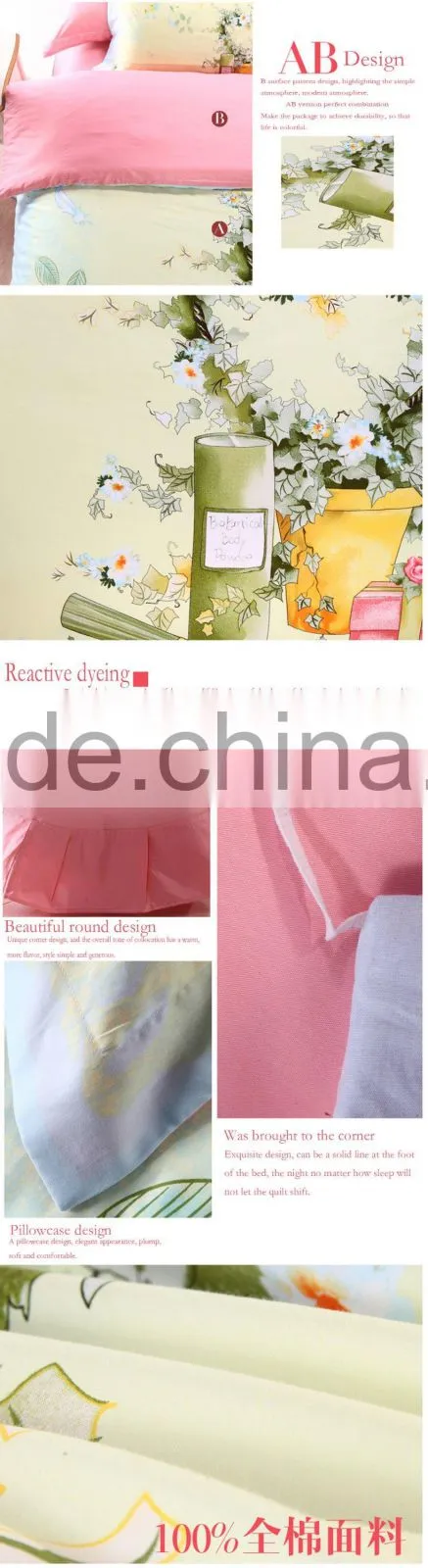 Cheap wholesale soft cotton flower pattern 4 pcs Bedding set