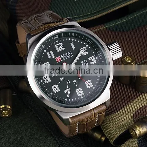MR031 Brand New mens man analog army military leather wrist watch