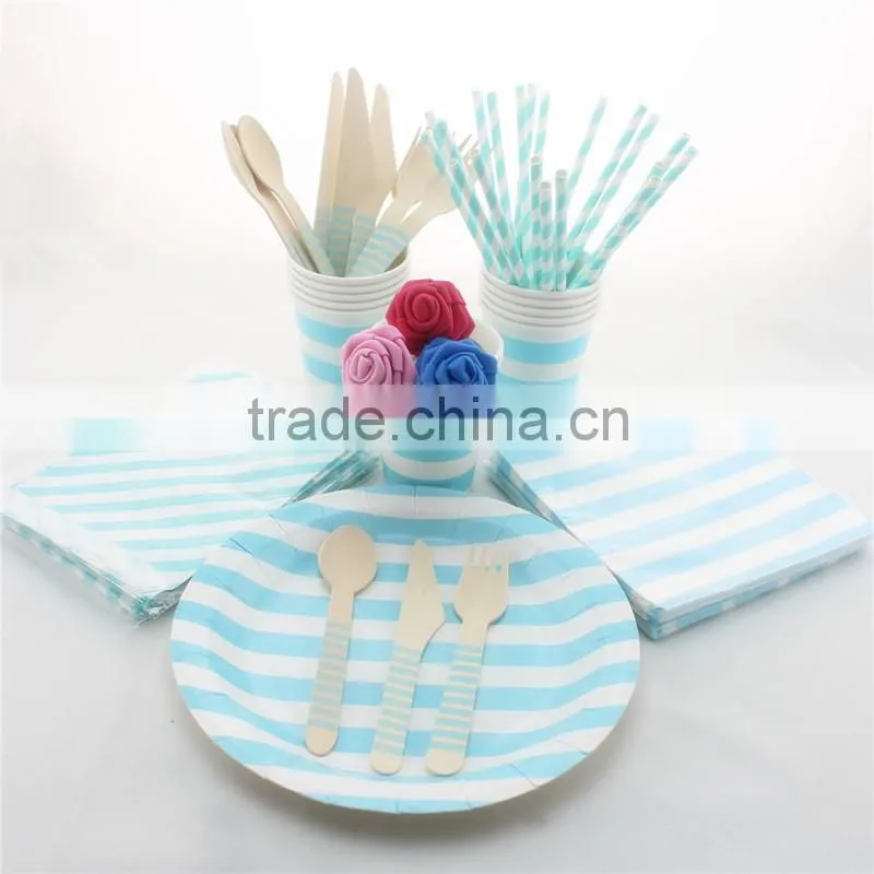 Manufacturer Disposable Party Tableware Paper Plates Straws Cups Napkins