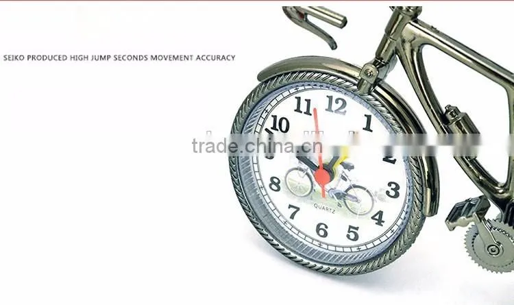 (hot) 2016 wholesale bedroom decoration bicycle desk clock, custom digital clock, time table alarm clock,