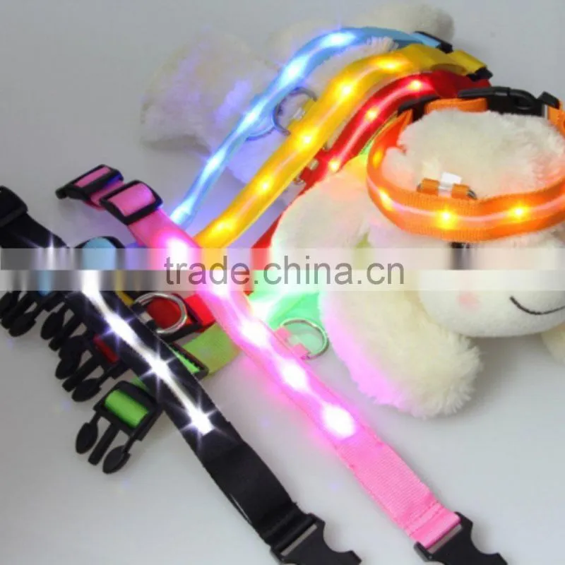 NEW Dog Personalized LED Light Nylon Pet Flashing Glow Nylon Collar Blue