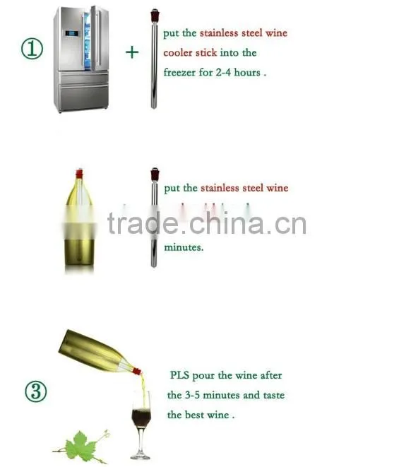 2016 Functional design Stainless steel wine bottle chill stick with quercus suber