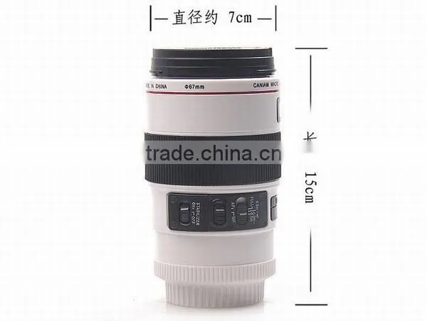 2nd Generation Camera Lens Tea Coffee Cup Mug Stainless Steel for Canon Black 24--105mm