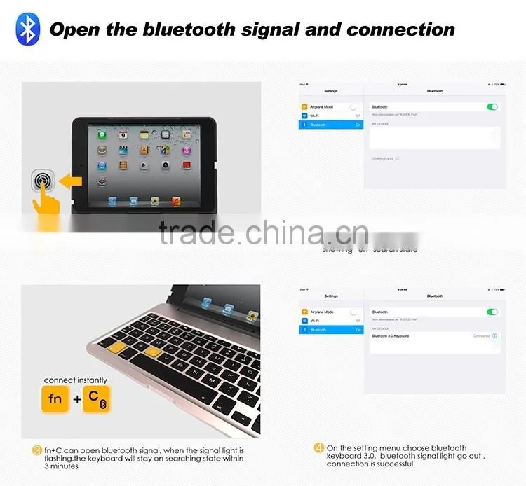 CE&FCCPassed factory supply backlit keys Bluetooth keyboard case for Min4 wireless clamshell Bluetooth keyboard case whosale