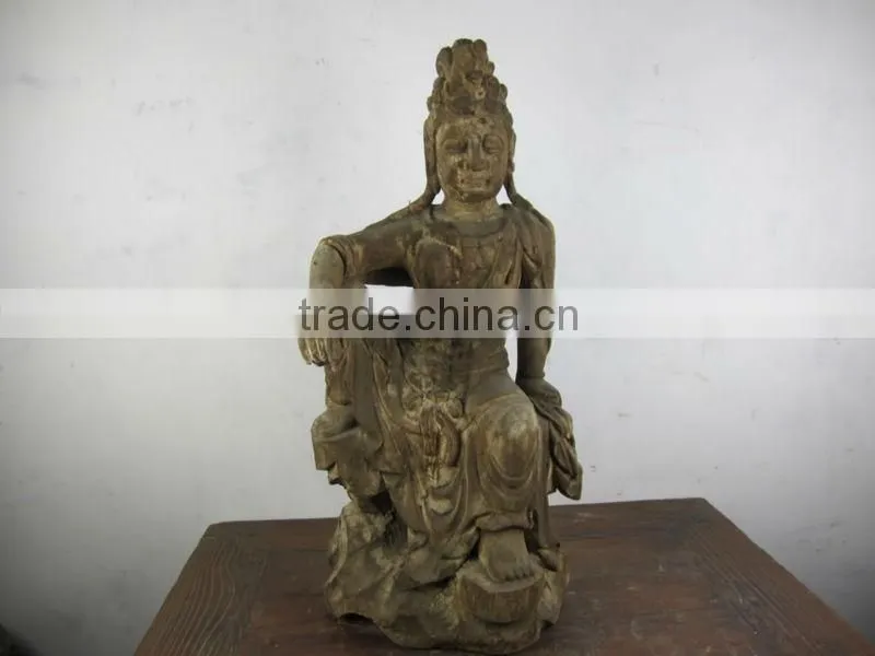 wood laughing buddha statu