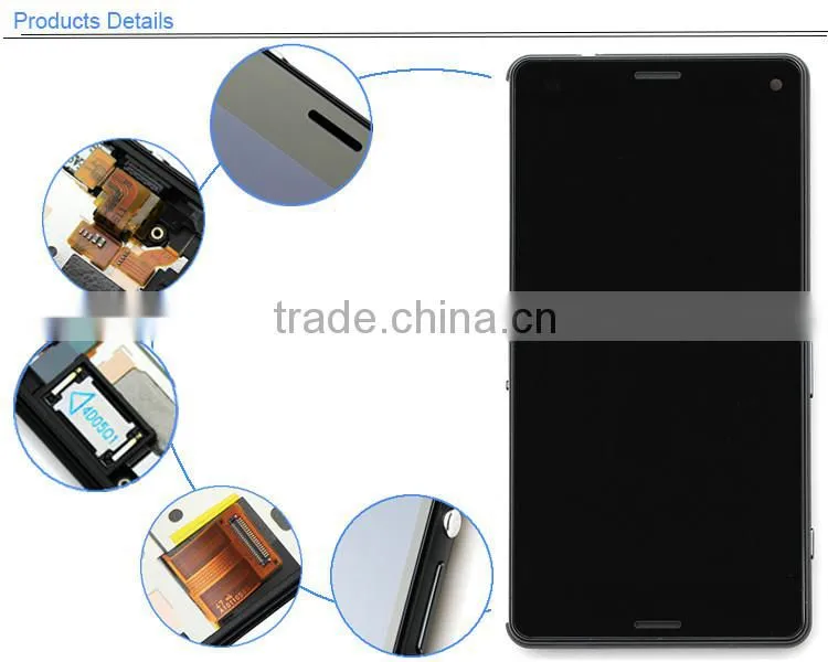 100% Test One By One touch screen assembly repair parts for sony z,lcd digitizer for sony z3 compact lcd