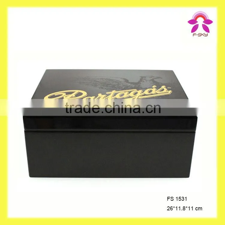 Noble Exquisite Wooden Luxury Fabric Cigar Humidor Gift Boxes with Glass Lid Cabinet Hygroscope Storage Glasstop Tobacco Box
