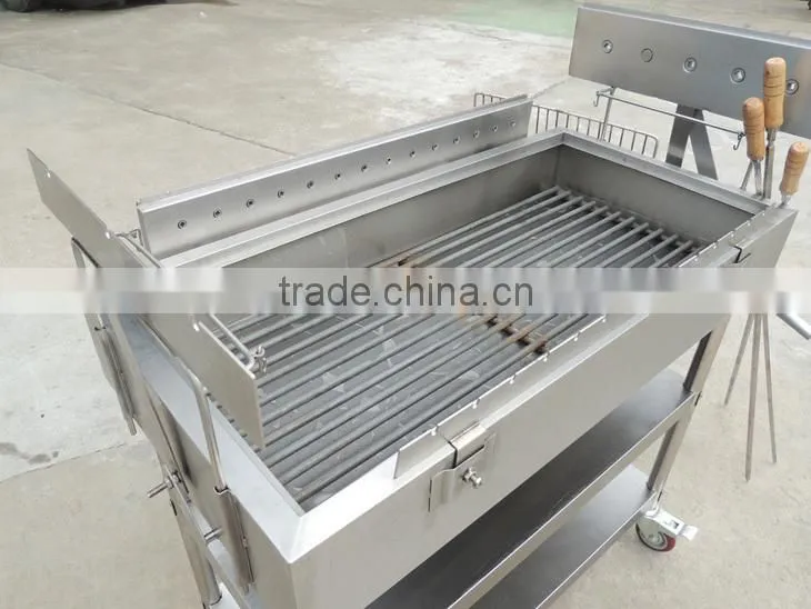 (Australia Style) Stainless Steel Outdoor Charcoal BBQ's Grill Trolley Rotisserie Spit With Variable Speed Motor 220V/110V