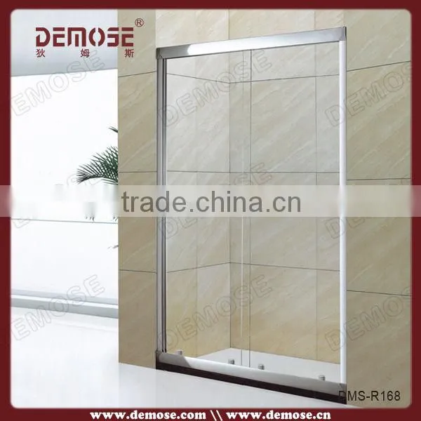 double open glass shower door with aluminum profile