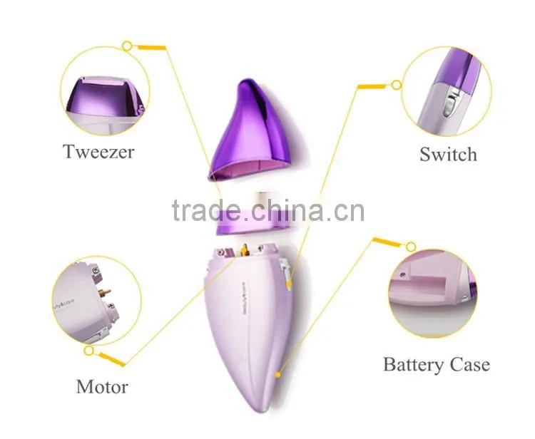 Portable epilator for women Battery Operate lady hair remover shaver wet dry