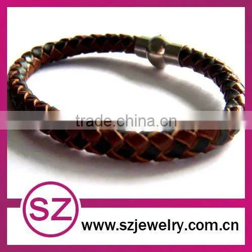pub0036 new fashion leather wrap magnetic clasp bracelet