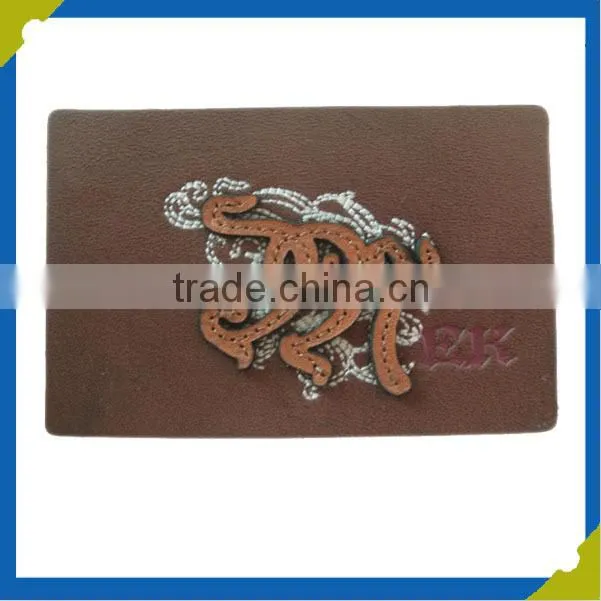 Custom PU embossed leather label leather garment jeans labels