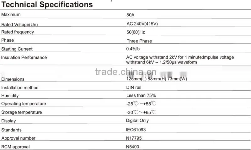 three phase din rail type multifunction energy meter/kWh meter