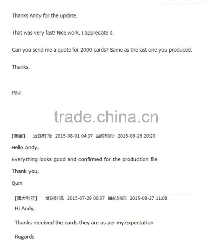 Hot Sale Clear Transparent Plastic Business Card